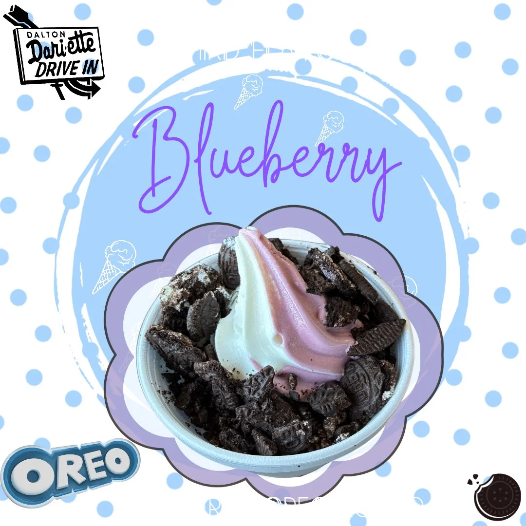 C'mon out and celebrate the weather! We have refreshing blueberry soft serve. Fun favorite of mine: anything blueberry &amp; Oreo! Swirl, sundae, shake, dish...