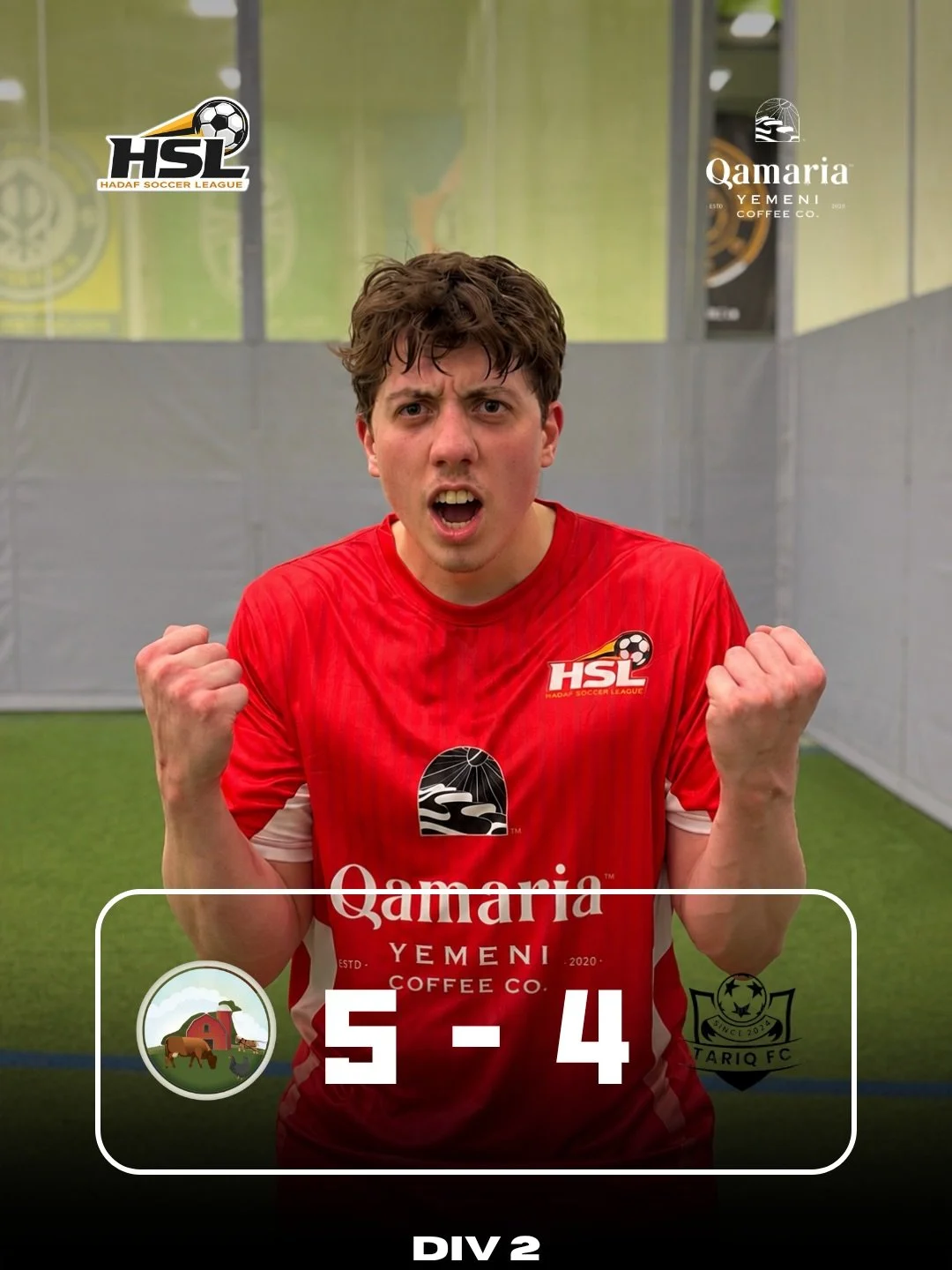 @hadafsoccerleague DIVISION 2 scores are brought to you by @qamaria.mississauga !

Bring your jersey on Mondays and get 25% off!