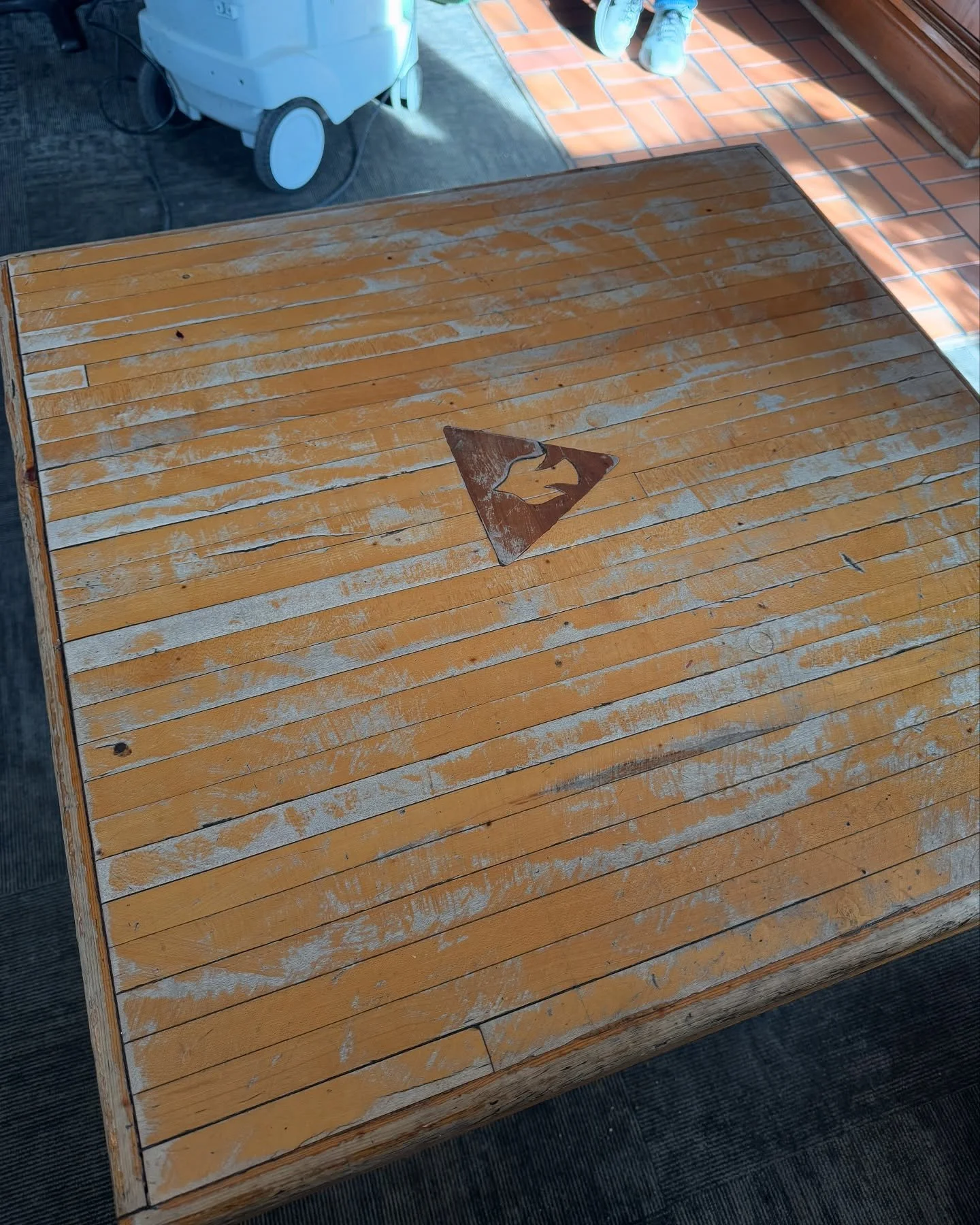 The PR team got to spend the day last Thursday helping Ian over at @networkcoffeehouse refinish their tables and bar. I think we ended up with about ten pounds of Network history in our dust collector when it was all said and done! Swipe through to s