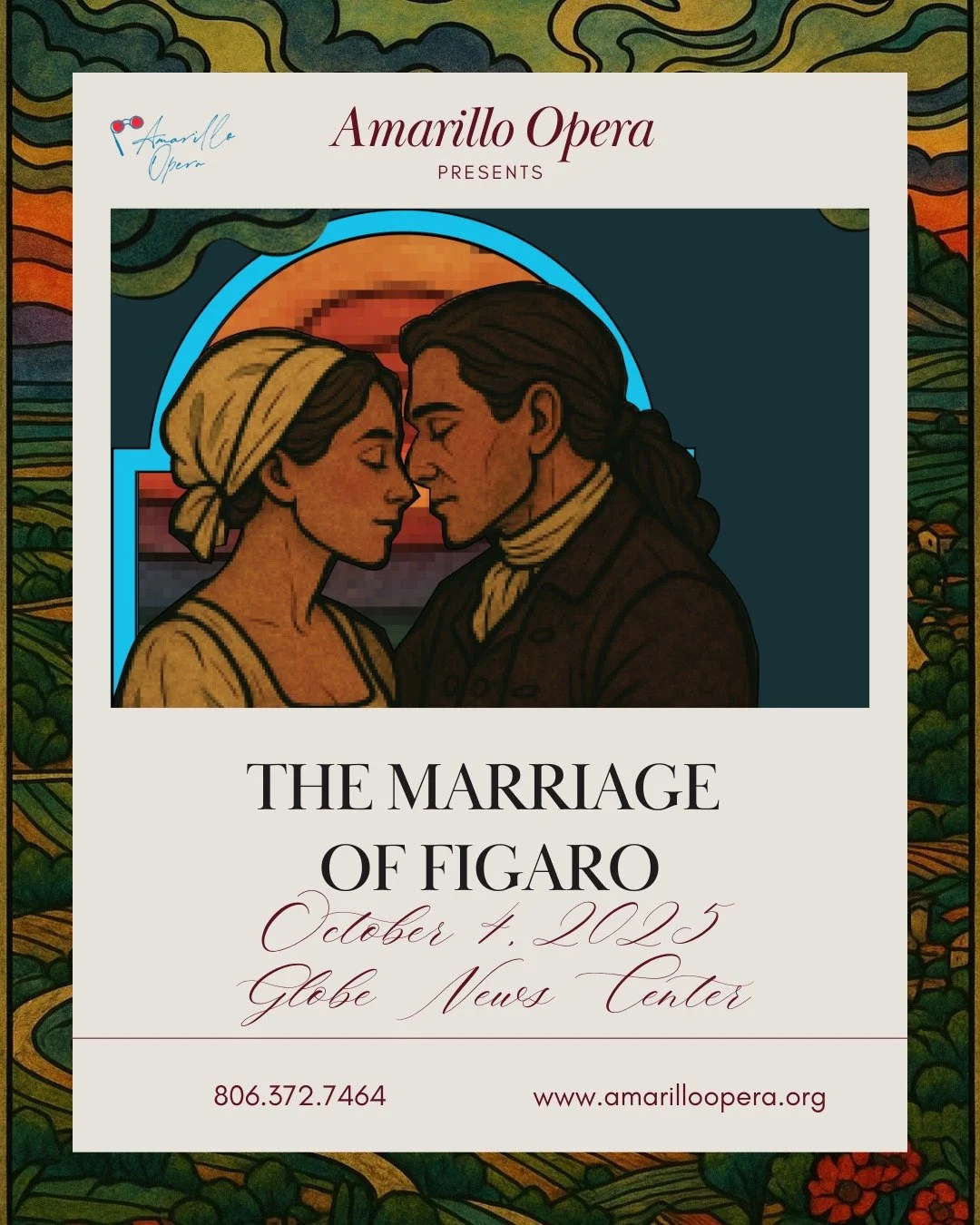 Step into a world of wit, romance, and intrigue as Amarillo Opera opens the 2025&ndash;2026 season with Mozart&rsquo;s beloved masterpiece, The Marriage of Figaro.

Filled with unforgettable music and comedic twists, this timeless opera follows Figar