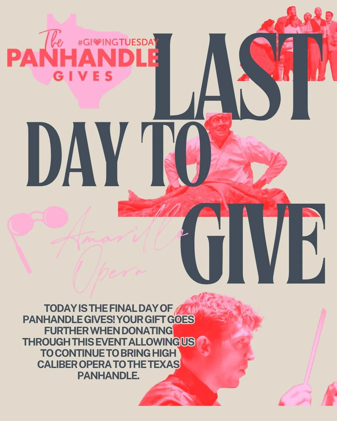 Today is the last day of The Panhandle Gives, and our hearts are full. Amarillo Opera exists because of the generosity, passion, and belief of people like you. Your support helps us tell powerful stories, nurture young artists, and bring the transfor