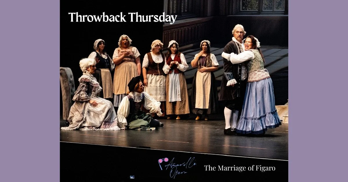 Today we are highlighting a production from our 2025-2026 season: The Marriage of Figaro. 

The Marriage of Figaro tells the story of two clever servants, Figaro and Susanna, who outwit their philandering master Count Almaviva to protect their marria
