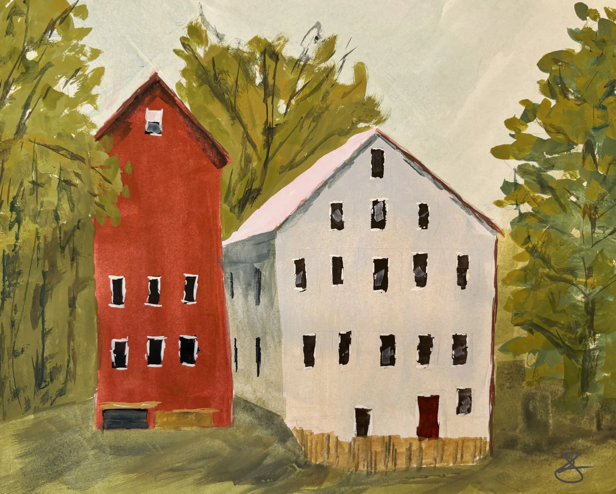 Prallsville Mill - Gouache