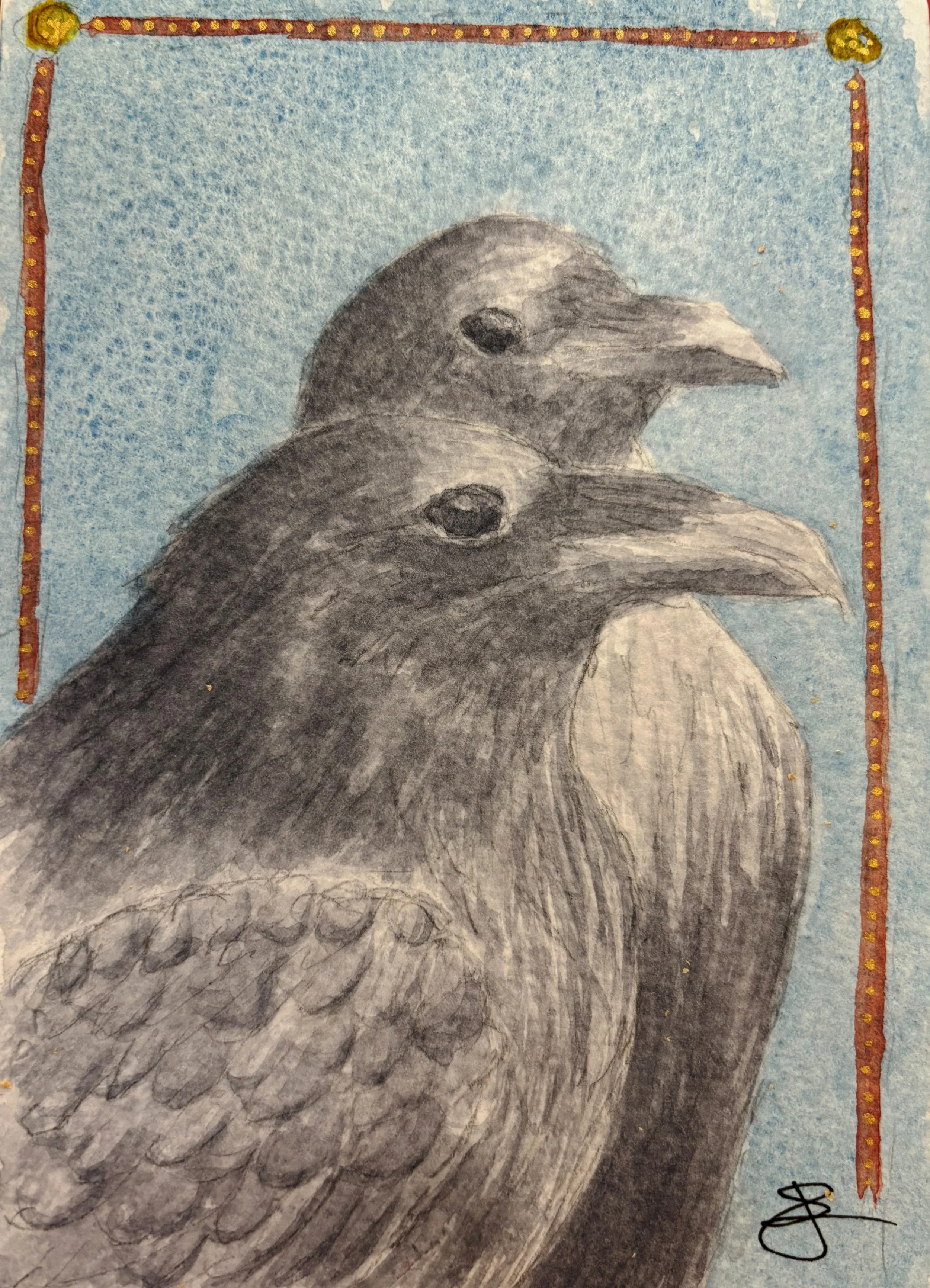Two Ravens - Watercolor
