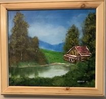 Mountain Cabin  14 in x 16 in Framed
  $150.00