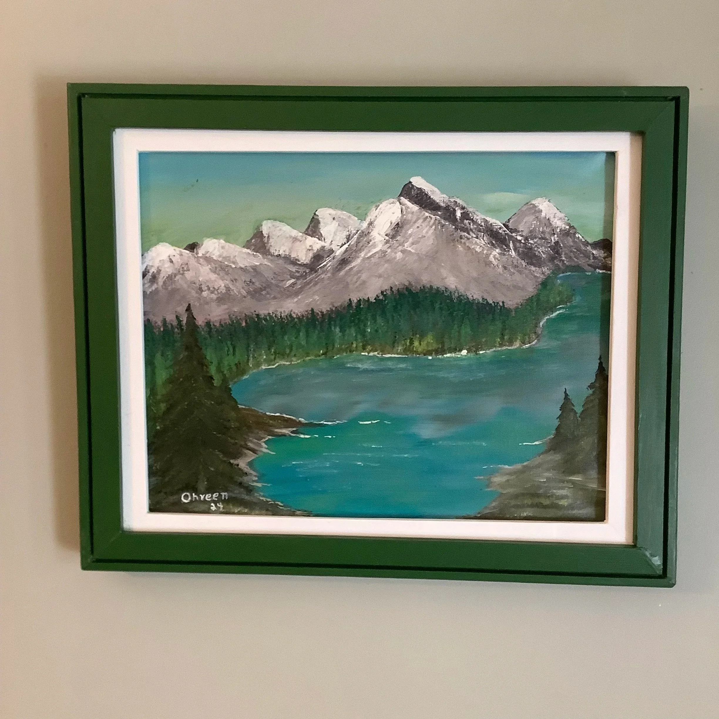 Mountain Lake 11" x 14" double framed $150
    