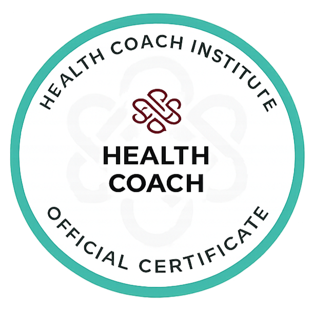 Certified Health Coach credential helping clients improve nutrition, habits, energy, and overall wellness