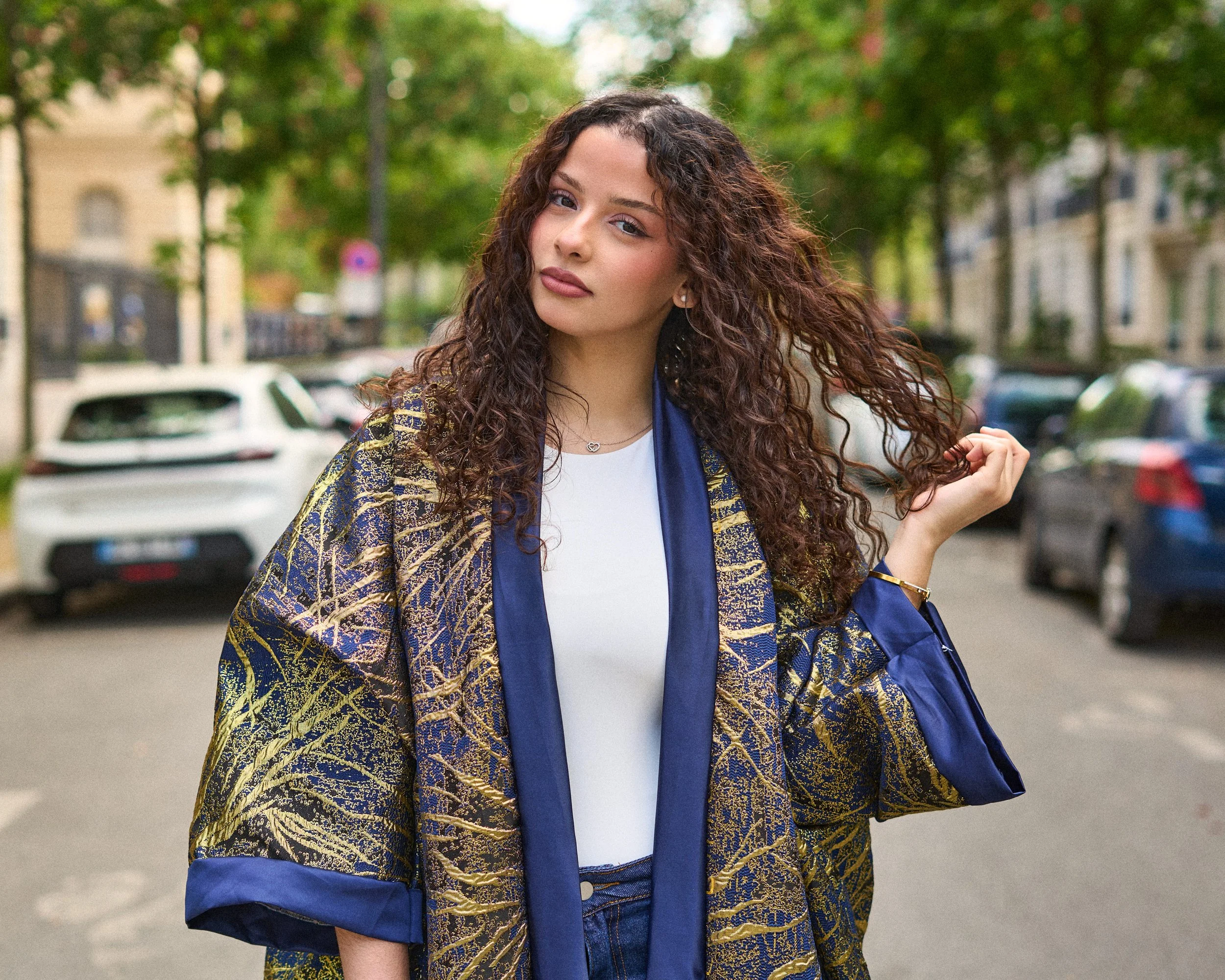 LUXURY KIMONO BLEU ROI & OR