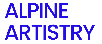 Text reading 'ALPINE ARTISTRY' in bold blue letters.