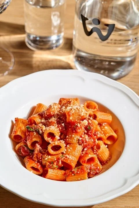 Rigatoni Amatriciana with gochujang