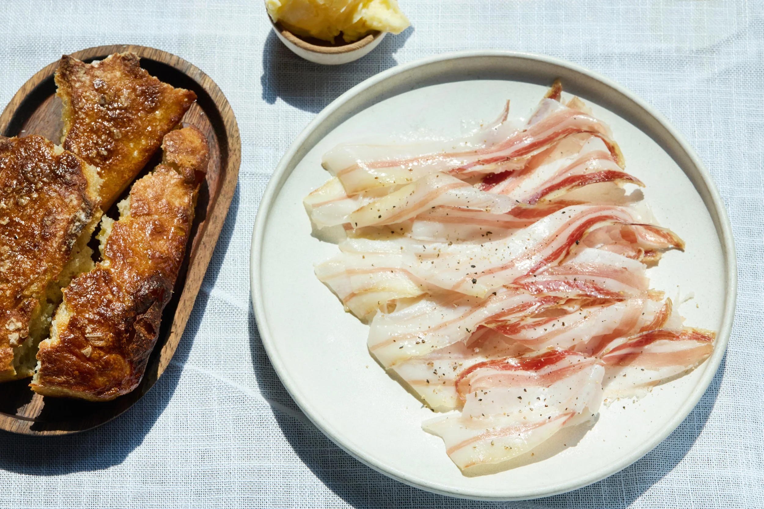 Ezio's Steakhouse Miami Beach Pancetta, bread, cultured butter