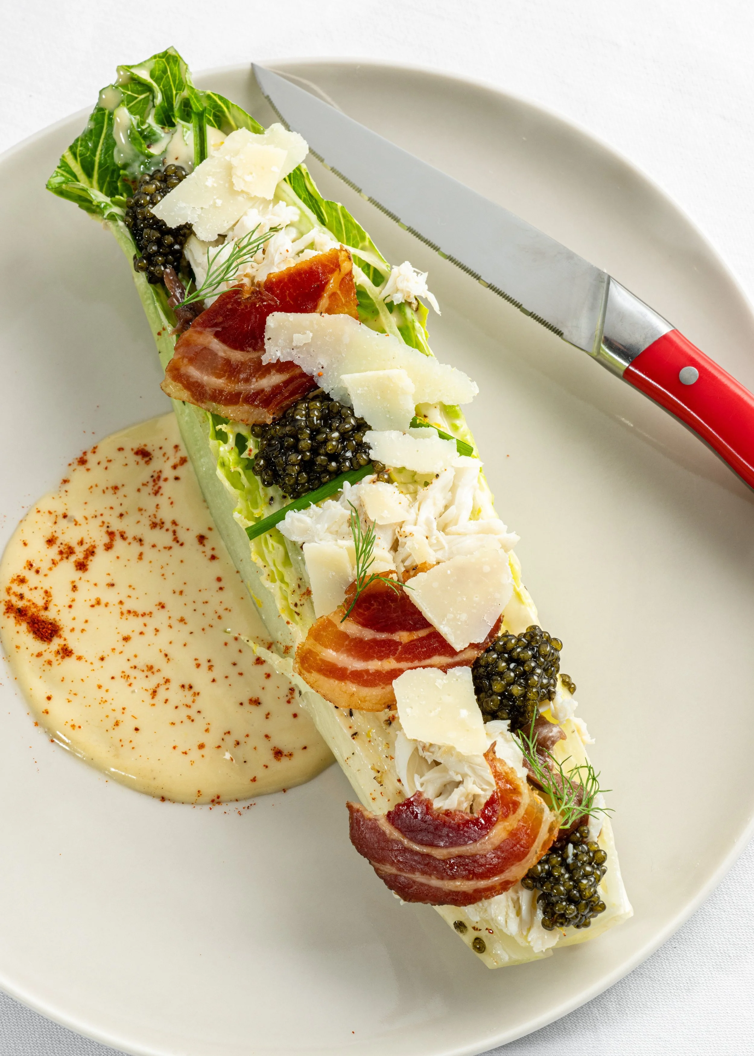Ockap Caviar & Cuisine Ducasse Conseil Brickell Miami Blue Crab Caesar Salad, Caviar