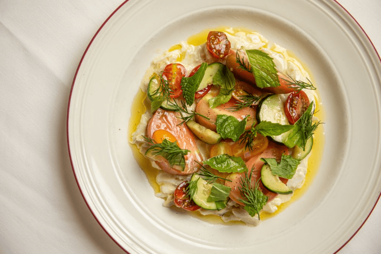 La Petite Grocery Heirloom tomatoes with blue crab