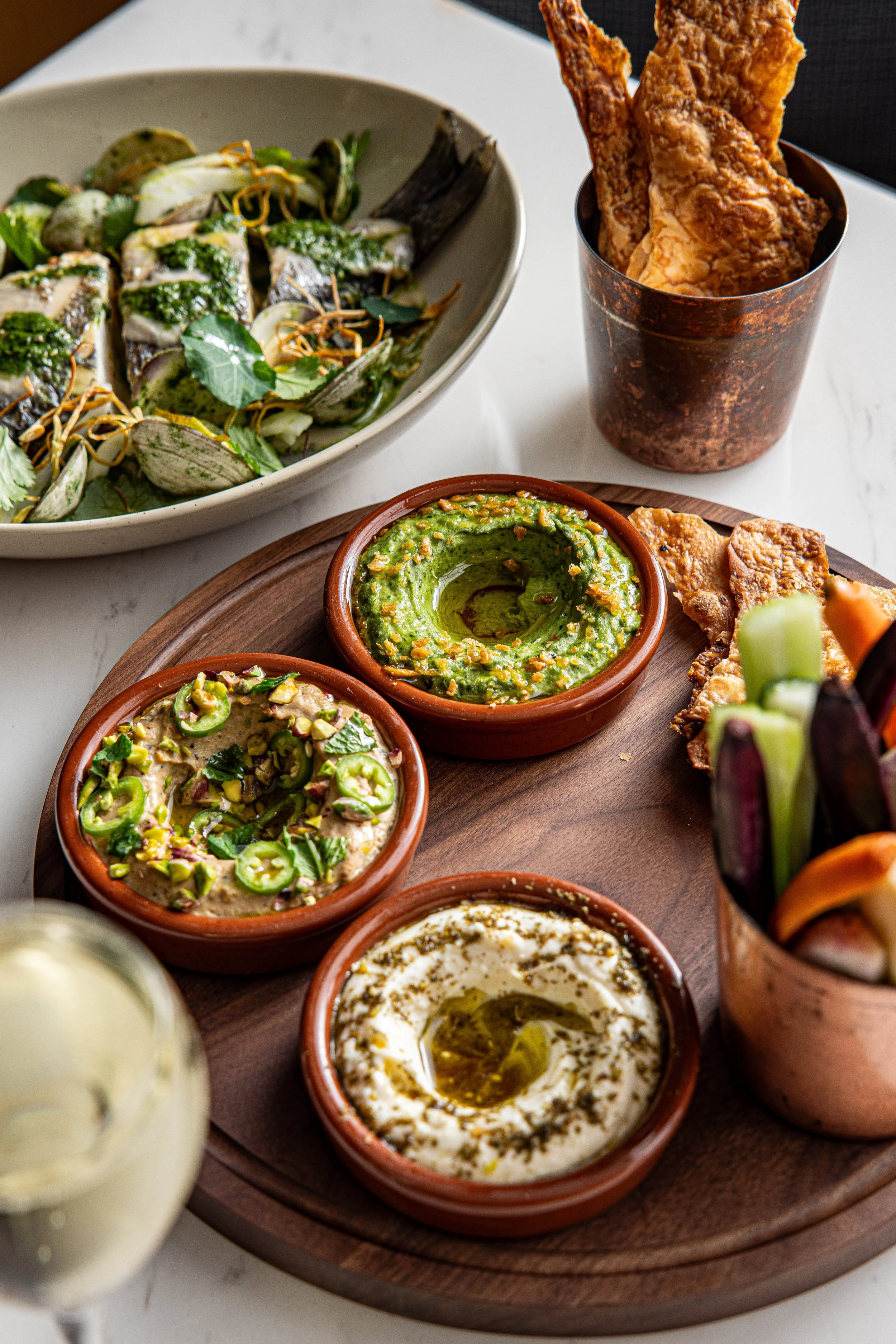 Chef Andrew Rodriguez Conrad Nashville Blue Aster mezze