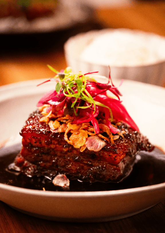 WELA Thai Restaurant Milwaukee Moo hong pork belly