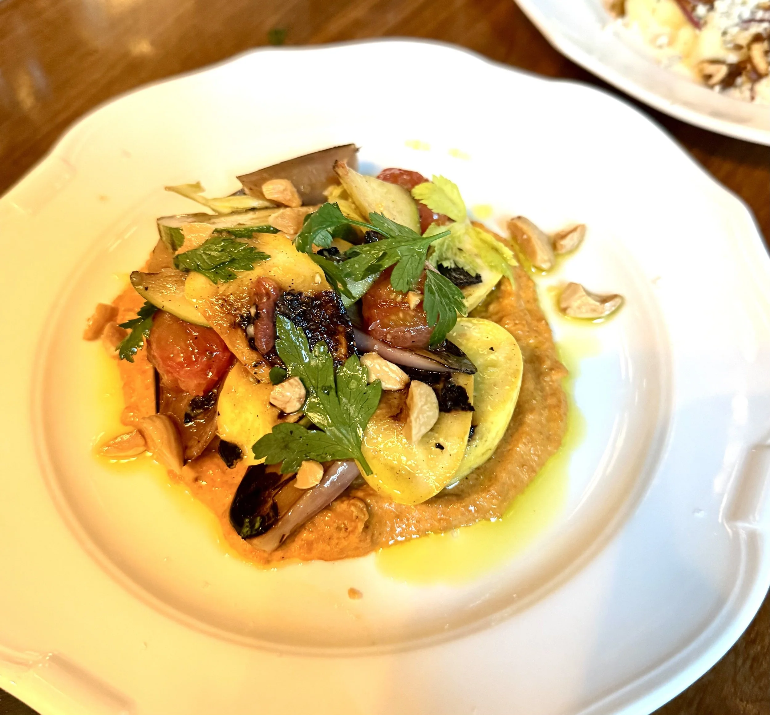Le Crocodile Restaurant Brooklyn Wythe Hotel Squash, eggplant, and romesco