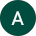 A solid green circle with the letter 'A' in white centered inside it.