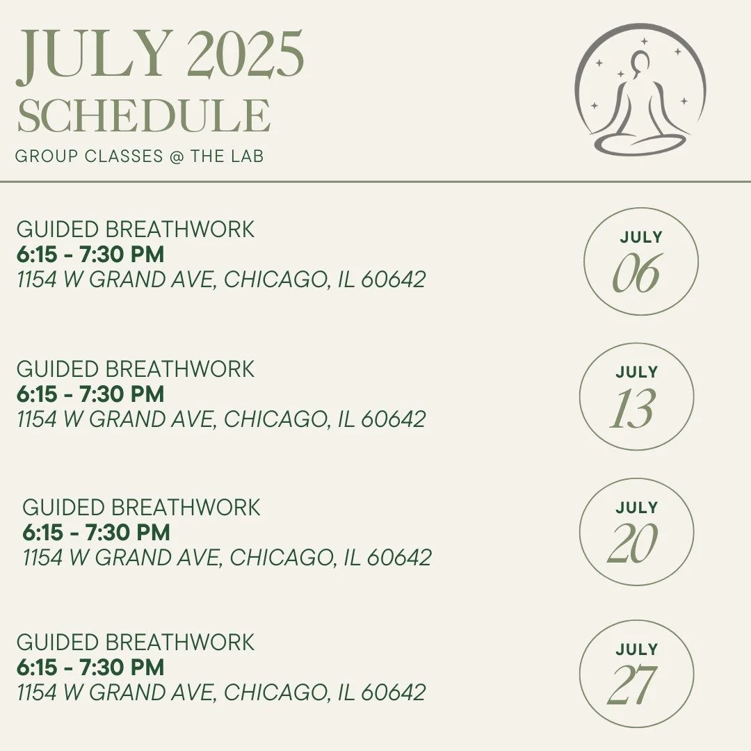 I'll be @labchicago every Sunday in July! Hope to see you there. 🖤 ✌🏻 ✨ 

#breathworkchicago #breathworkfacilitator #guidedbreathwork #pranayamachicago #pranayama