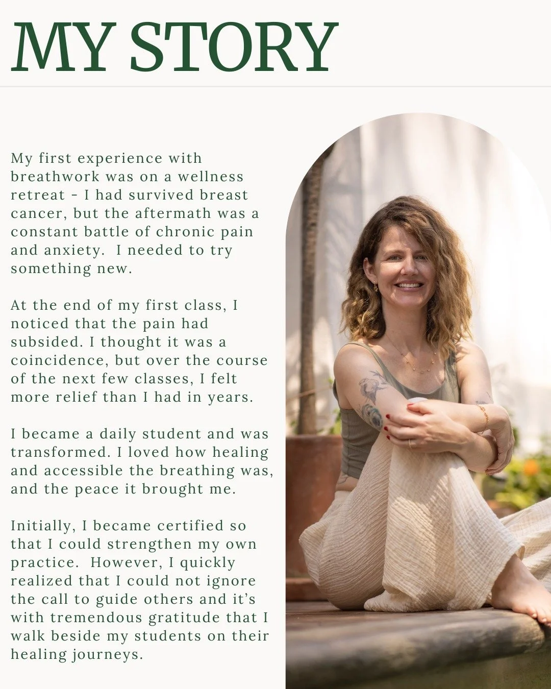Last night, a student asked how breathwork would impact her if she practiced regularly. There's plenty of scientific evidence, which I was happy to point out, but it also prompted me to share a piece of my story and reflect on my own healing journey.