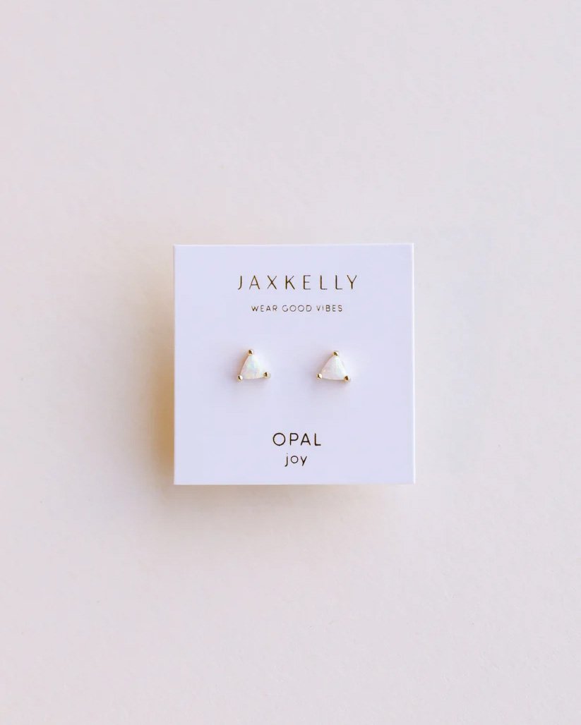 Jaxkelly White Opal Mini Energy Gems - Joy earrings