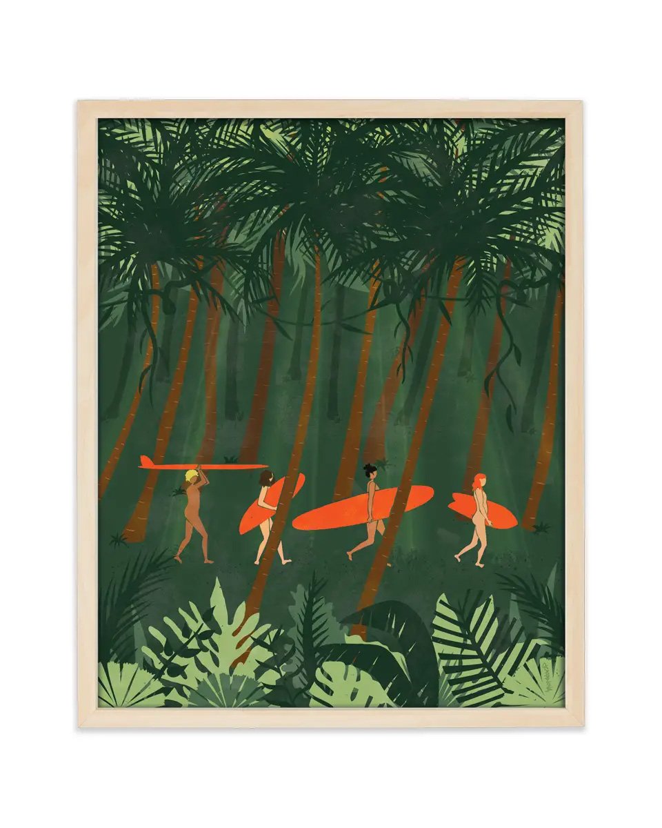 A framed print of Sunday Arvo Surf Club's Welcome to the Jungle