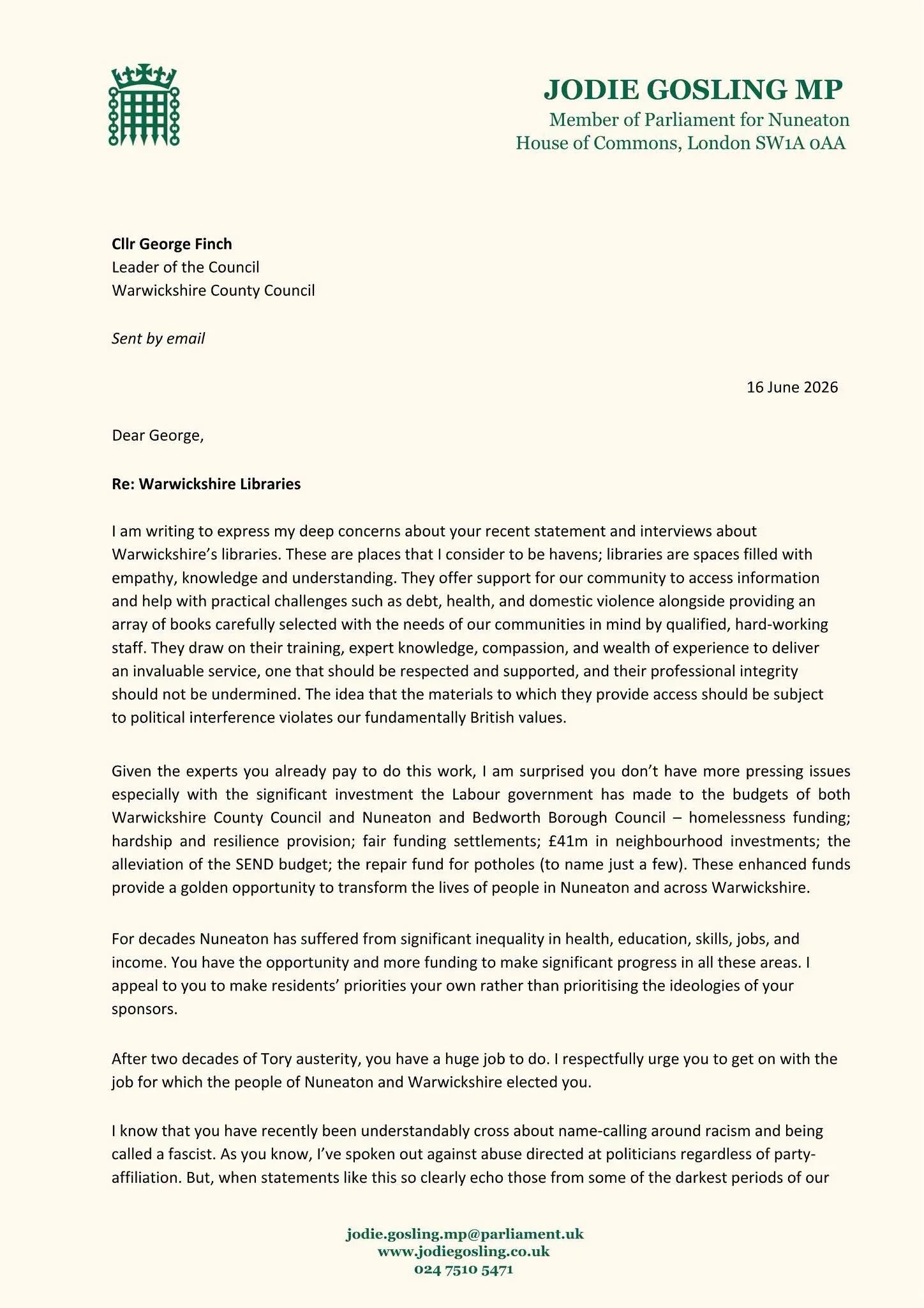 Warwickshire Libraries: My Response