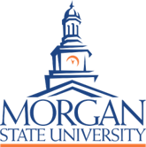 Morgan State University logo featuring a stylized blue building with a clock tower and the university name beneath.