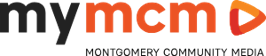 Montgomery Community Media logo with the text 'my mcm' in black and orange.