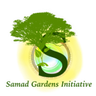 Logo for Samad Gardens Initiative featuring a green tree and plant with text.