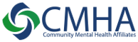 Logo of CMHA with blue and green design elements.