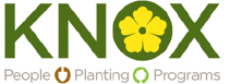 Knox People Planting Programs logo with green text and a yellow flower in the letter O