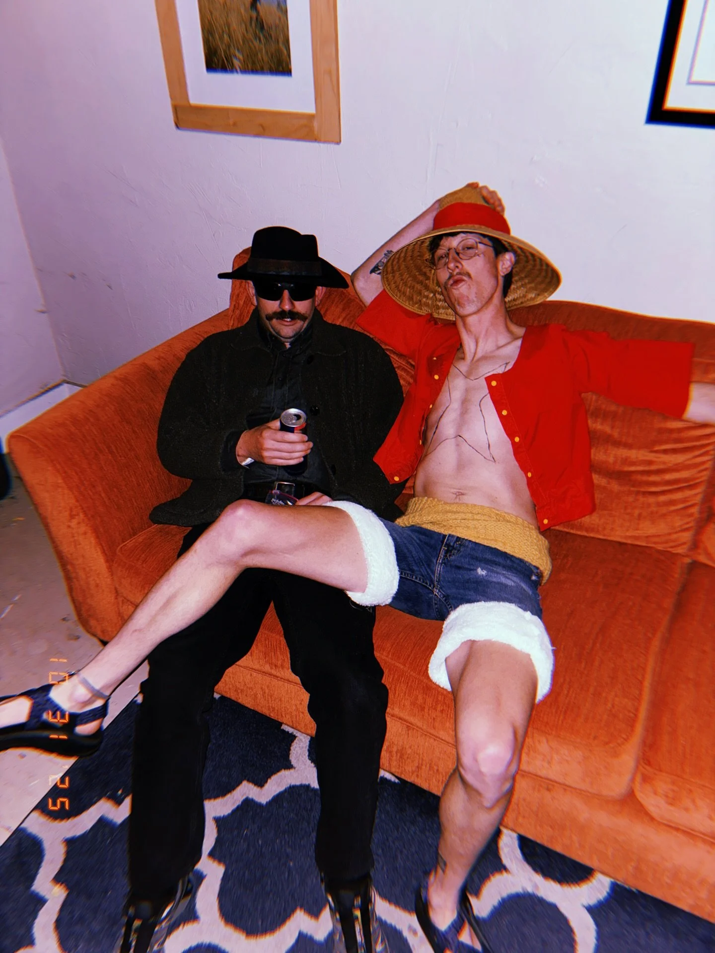 Pretty stoked on this Monkey D. Luffy Halloween costume sewn from fabric scraps and thrift store finds 🏴&zwj;☠️