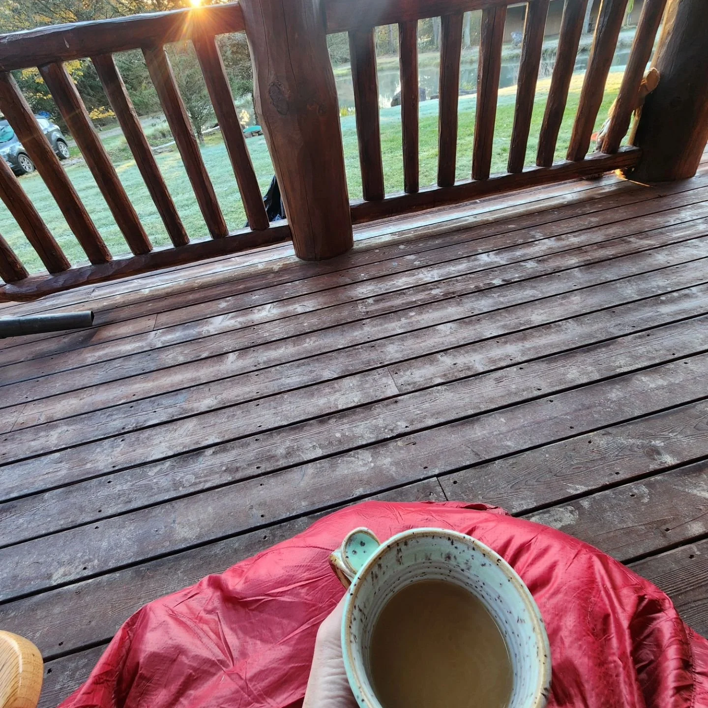 Fall Camp vibes.

Morning sunrise on the porch. Food cooked outdoors. Fires.

And cold showers because we roughing it this weekend. 

Might have had to shut the propane off while a concrete slab was poured.  Good thing I'm semi cold adapted already b