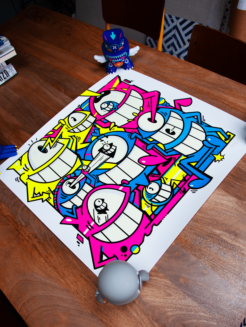 Smile in Style, Neon Screen Print by PEZ – Limited Edition Urban