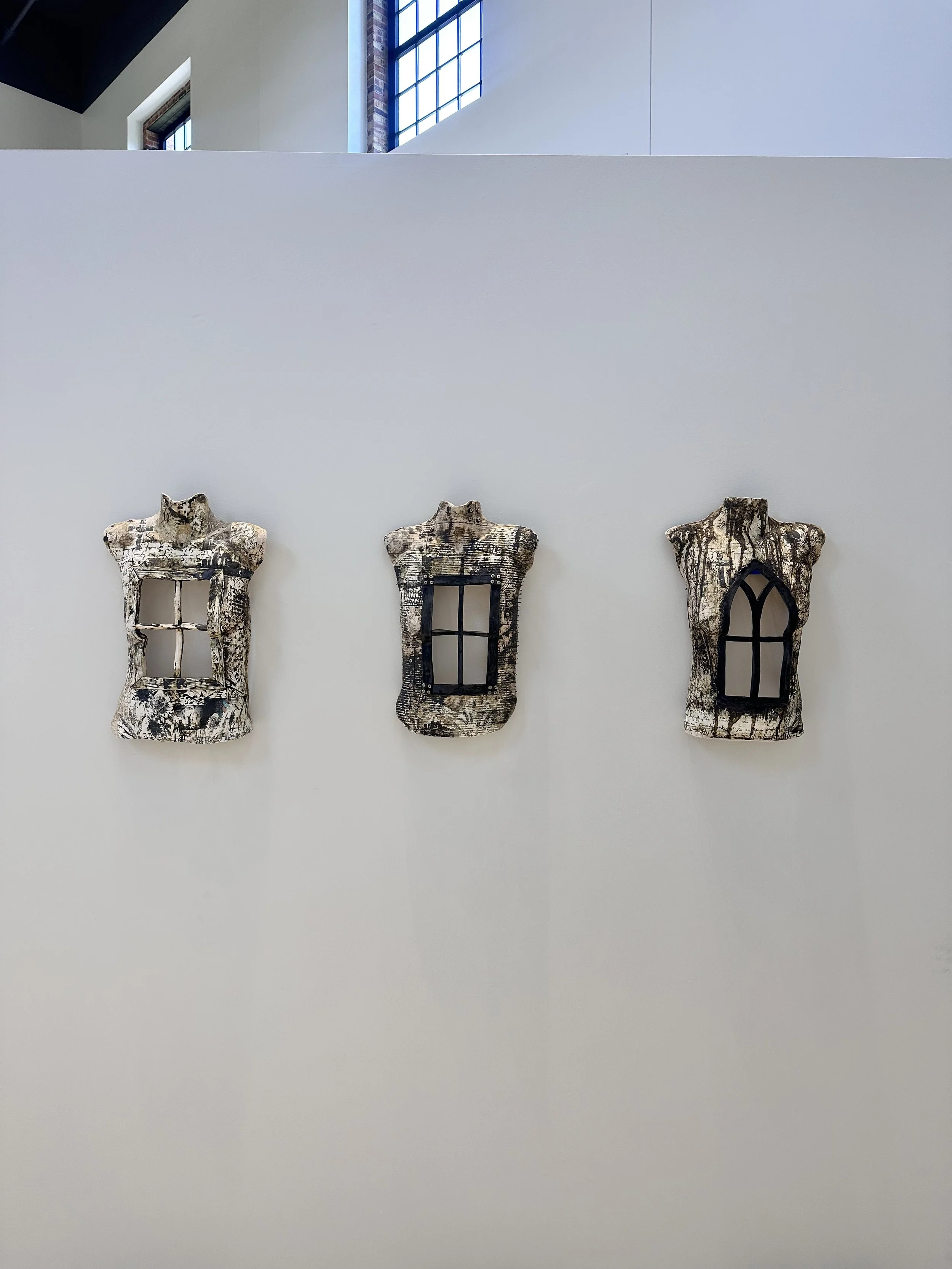 Windows to Inheritance
Stoneware, slips, stains, wire
3 pieces at 23" x 15" x 4.5" 