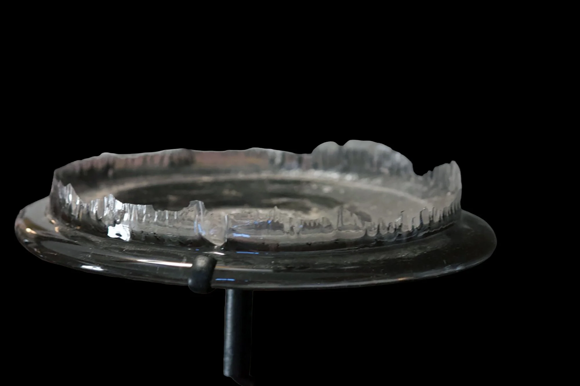 Impact Object: Crater (2025)
Molten glass subjected to impact by a frozen meatball at high velocity
