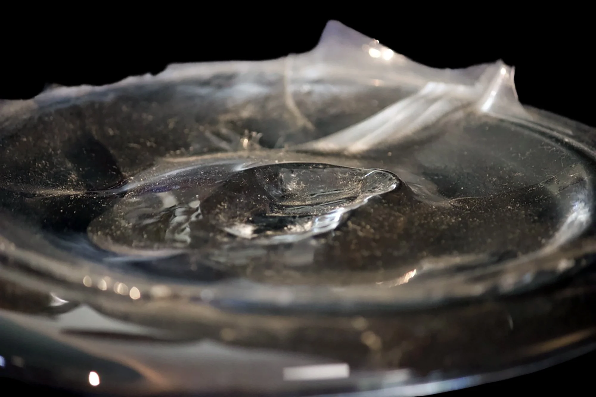 Impact Object: Crater (2025)
Molten glass subjected to impact by a frozen meatball at high velocity