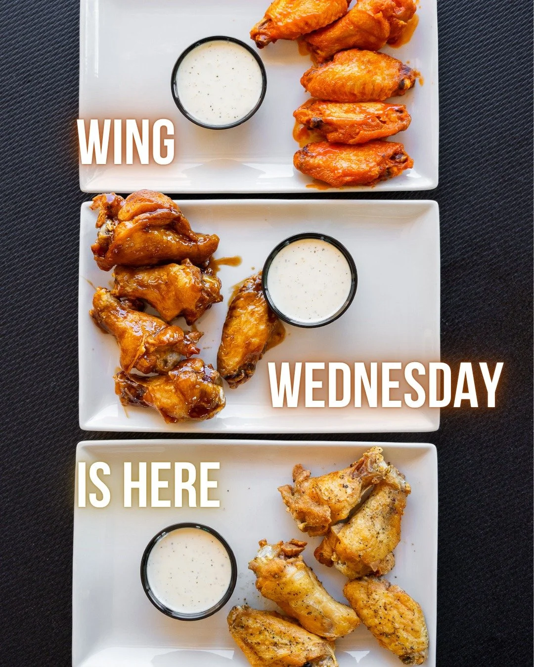 Midweek check-in. Have you had your wings yet?

$1 wings, cold drinks, and no reason to cook tonight. Sounds like a win.

Pull up and make it a Wing Wednesday.