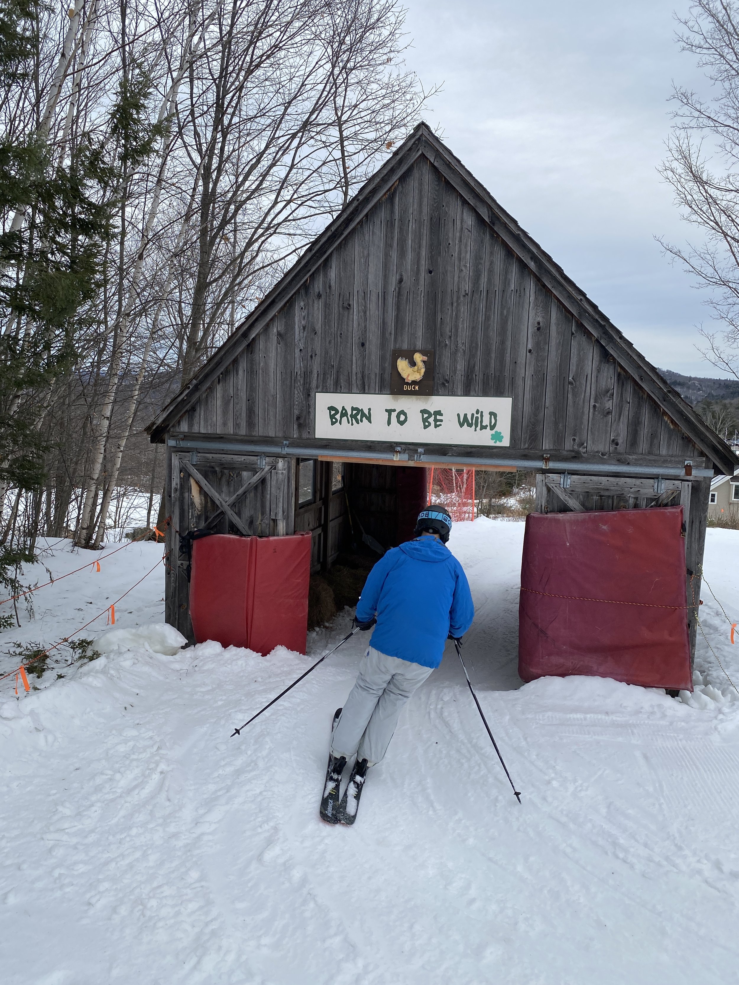 SKIING THROUGH A BARN AT RAGGED MOUNTAIN