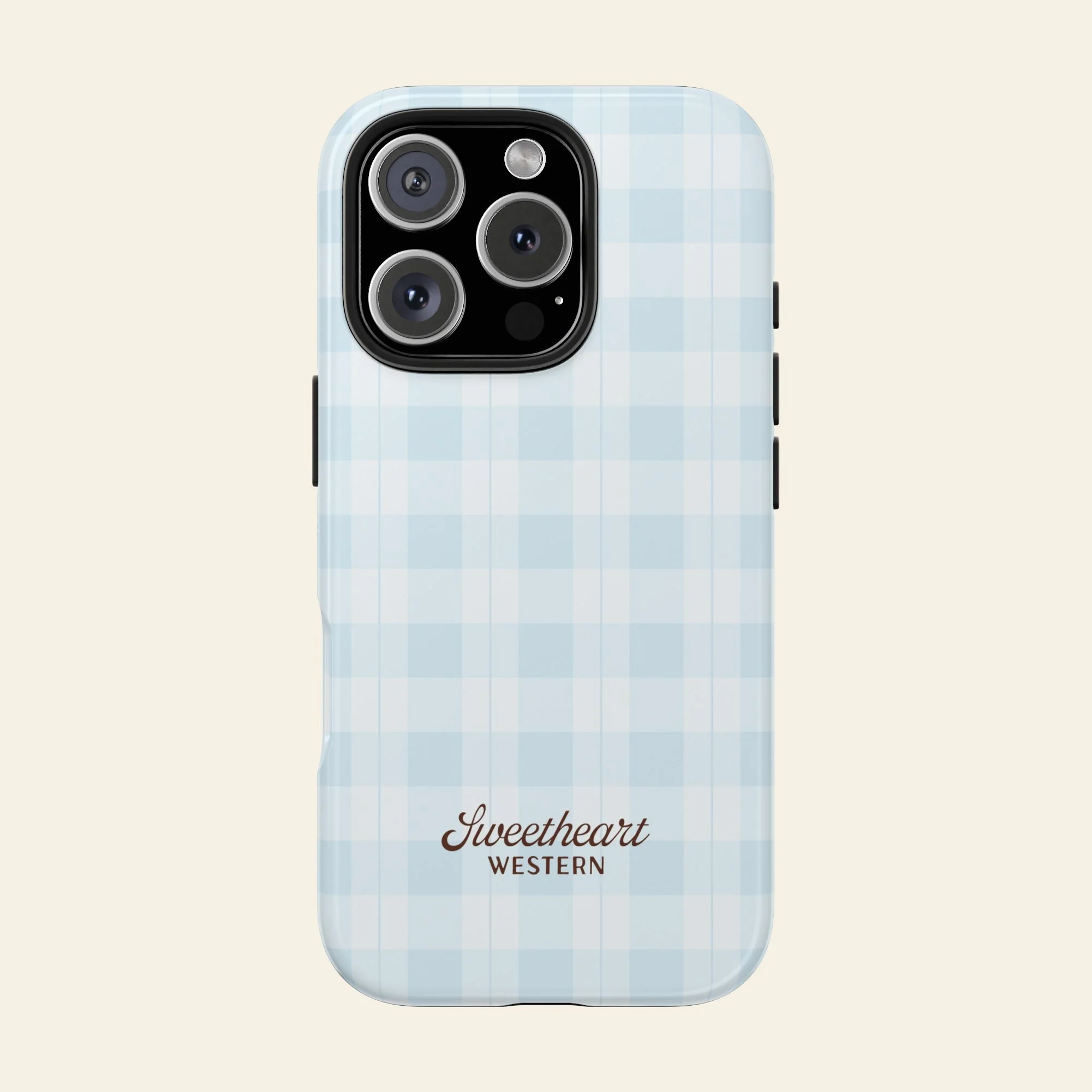 bluebird gingham phone case