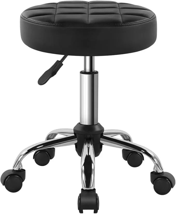 Black Adjustable Rolling Stool