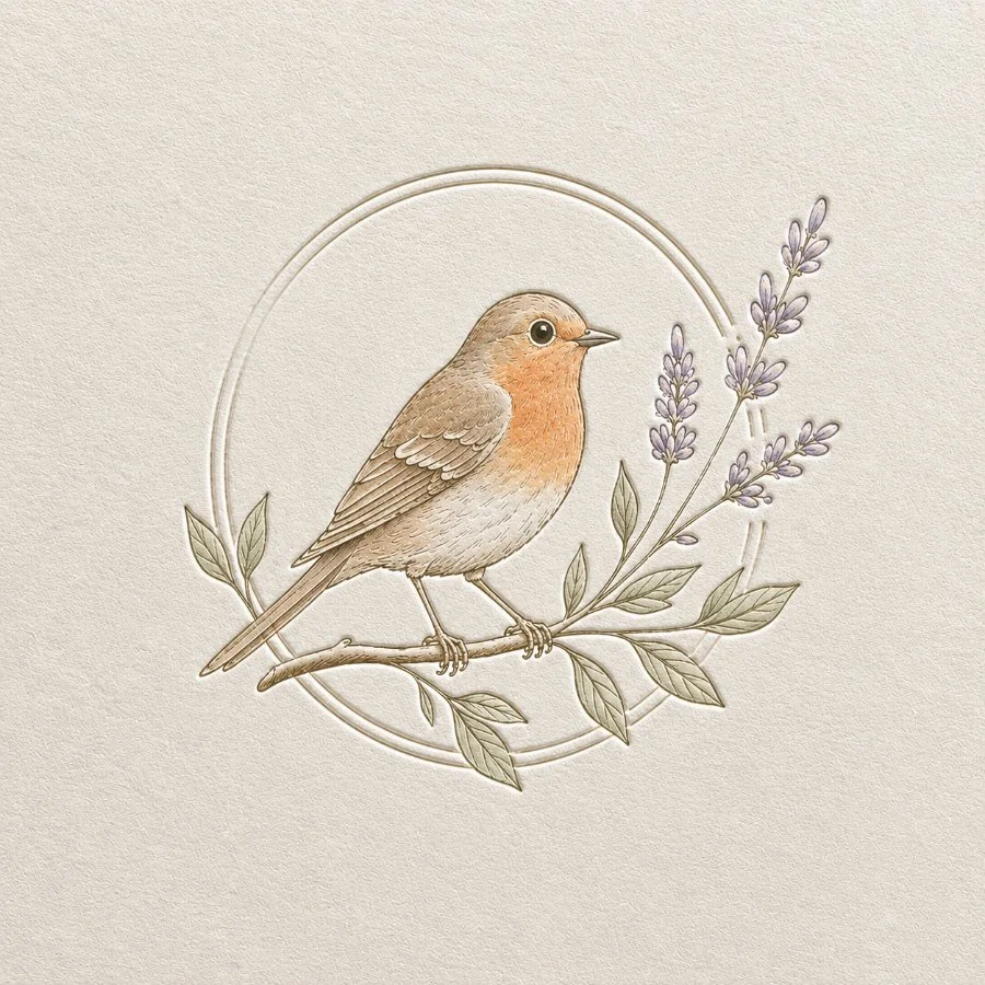 Full-colour logo, letterpress on cotton paper