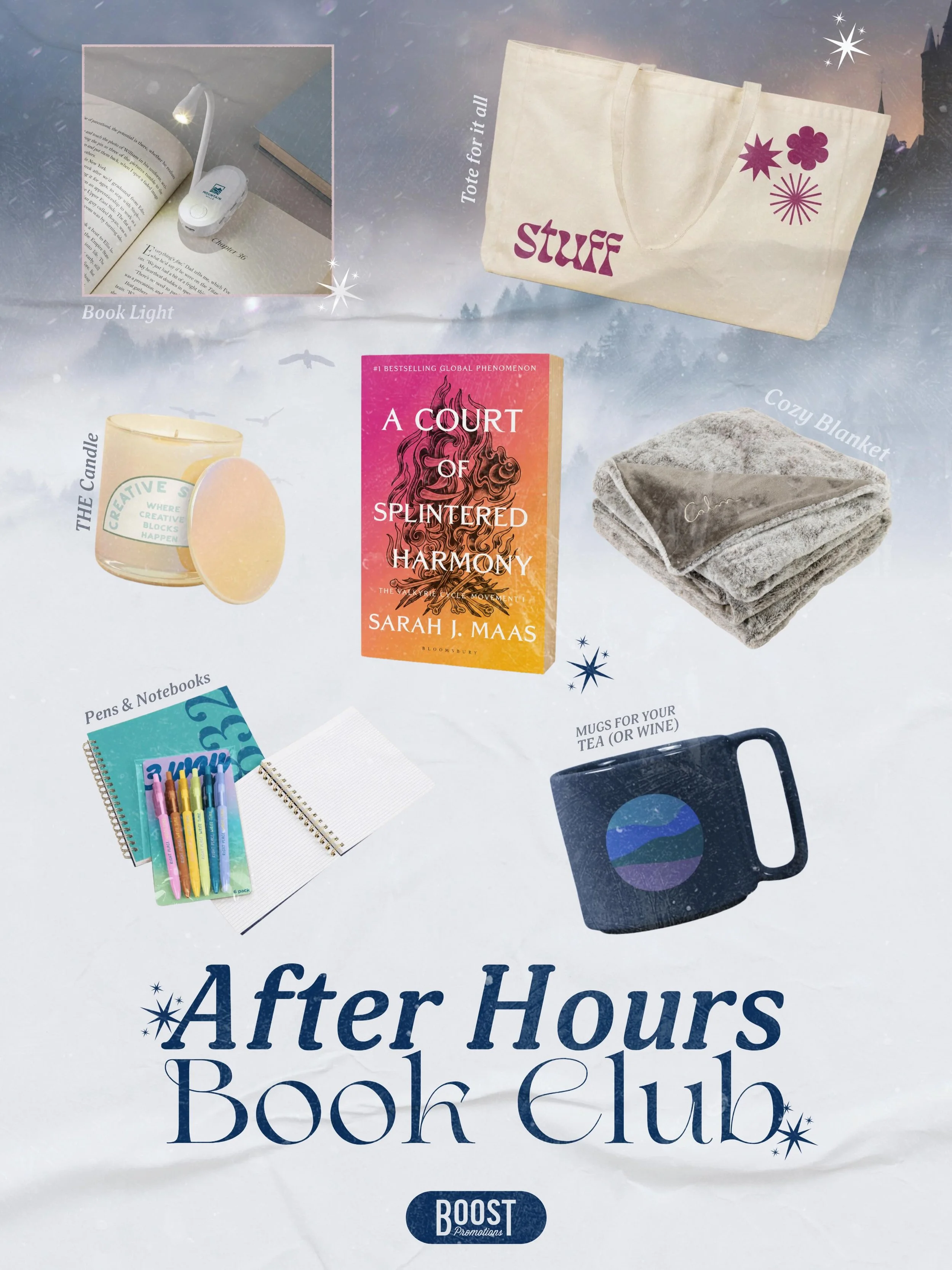 Happy ACOTAR 6 Day to those who celebrate. 📚

Welcome to the After Hours Book Club, where the blankets are cozy and the book light has no respect for your morning alarm.

Just add your brand and a book you&rsquo;ll cancel plans for. ✨