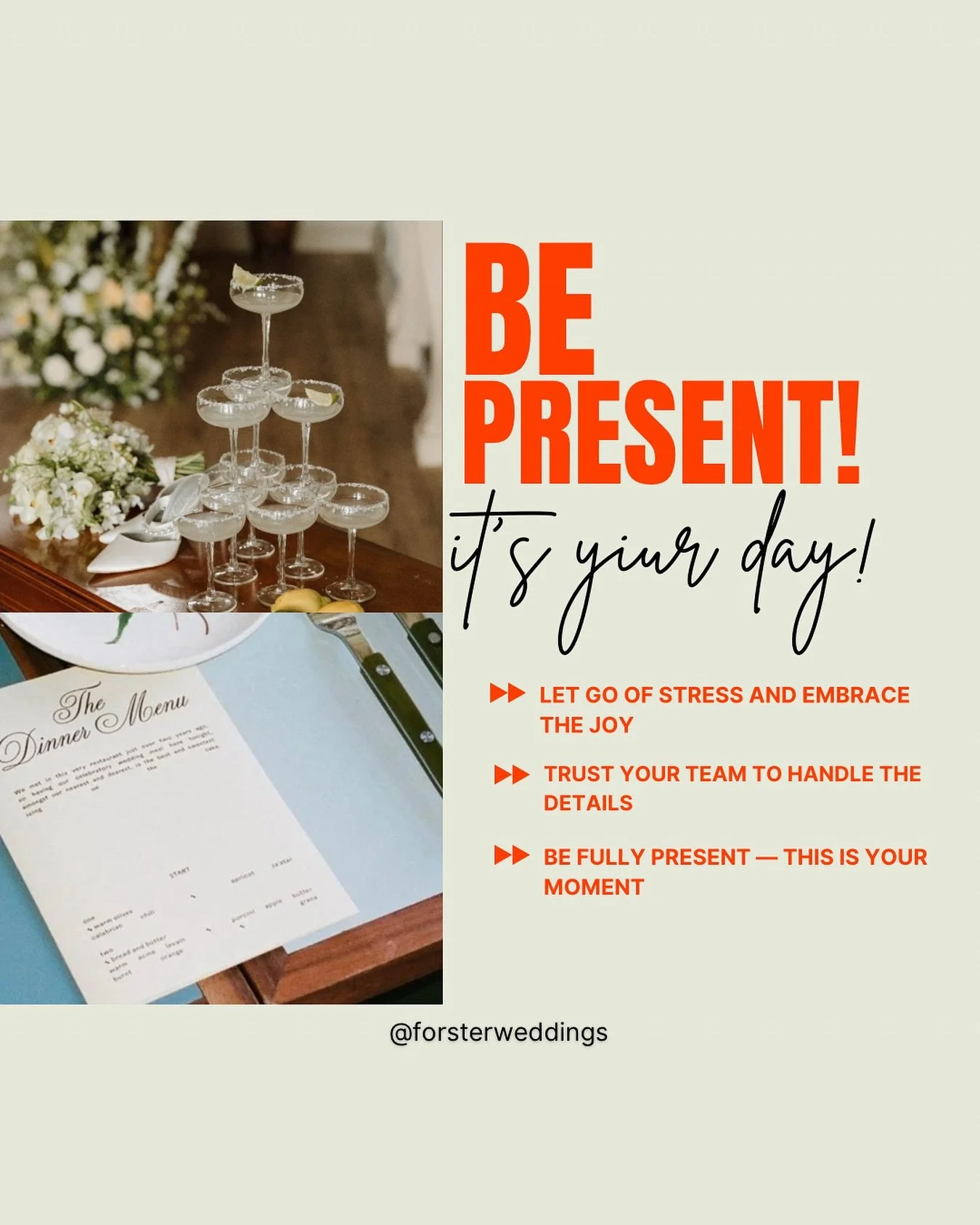 Be Present &mdash; It&rsquo;s Your Day 💍✨

💫 From Planner Mode to Pure Joy

After months (or even years) of planning, it&rsquo;s easy for couples to slip into &ldquo;project manager mode&rdquo; on the wedding day &mdash; checking timelines, confirm
