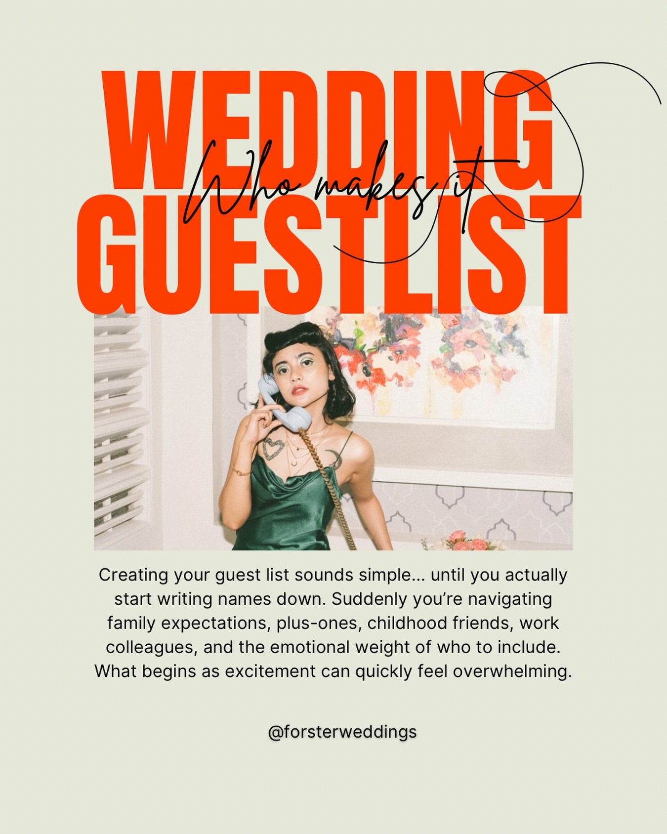 The Guest List Reality Check

✍🏼 Who Makes the Cut &mdash; and Why It Matters

Creating your guest list sounds simple&hellip; until you actually start writing names down. 

Suddenly you&rsquo;re navigating family expectations, plus-ones, childhood f