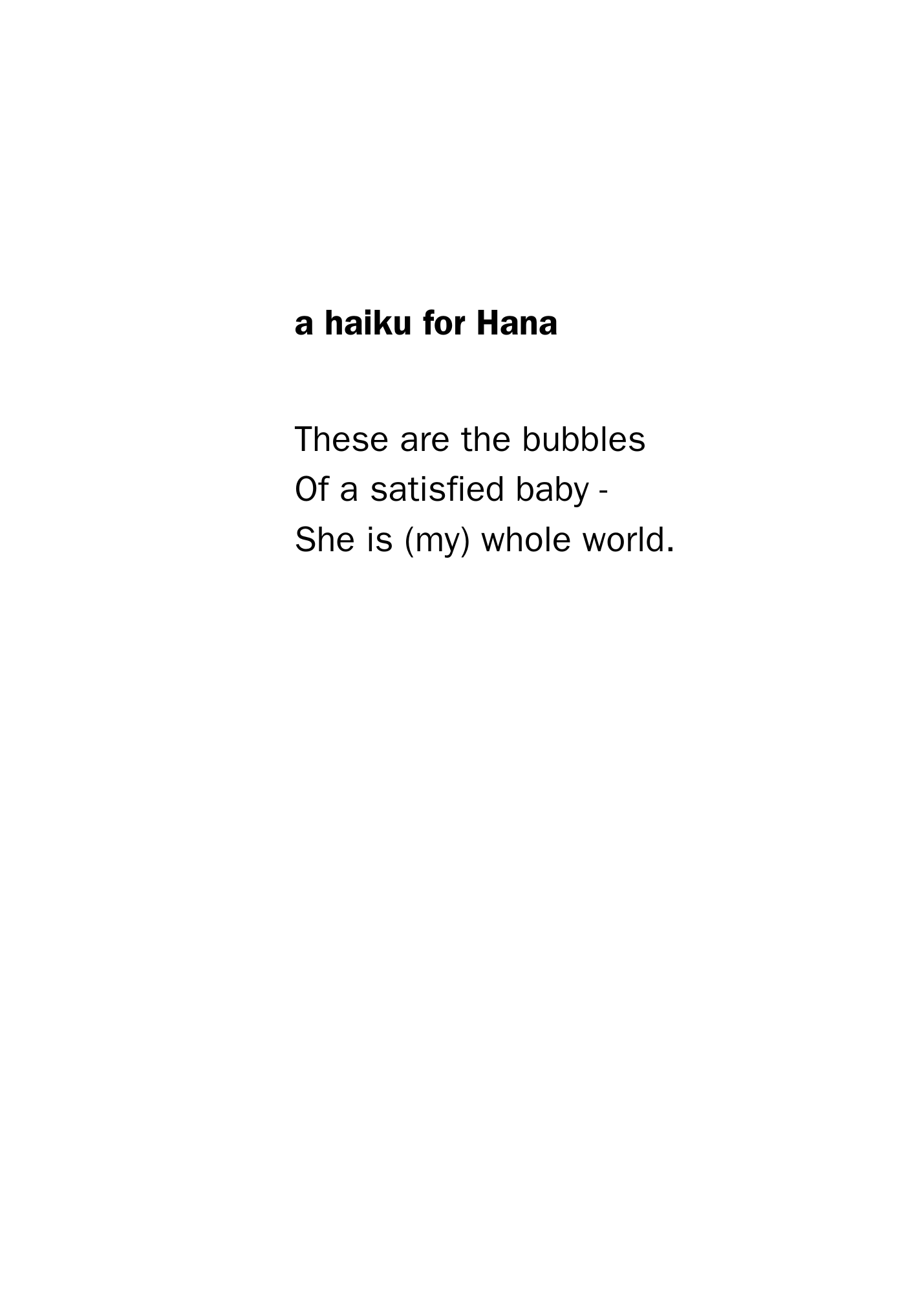 a haiku for Hana