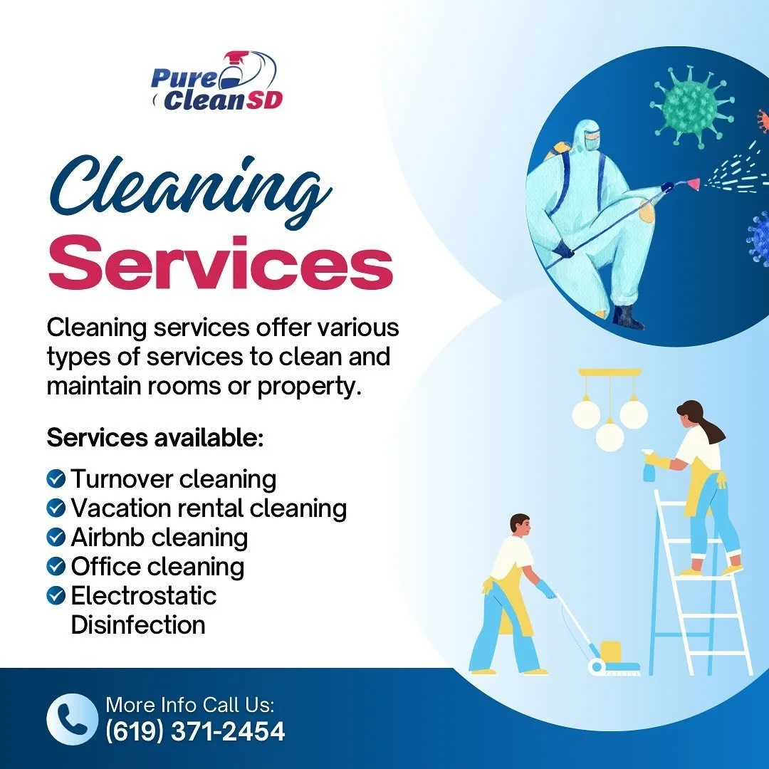 Our services! 🧼🫧🧹 #purecleansd #cleaningservice