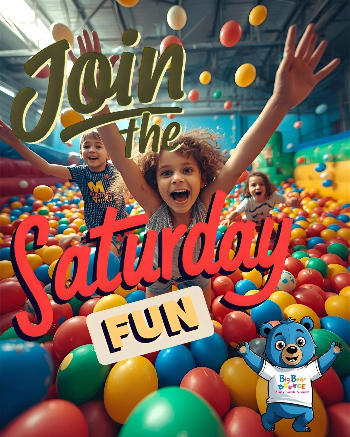 Balls, Balloons, and Bundles of Fun at Big Bear Bounce!! 🏀🎈Come play at our Indoor Playground for Kids ages 2 to 9 and bring a friend!! See you soon!