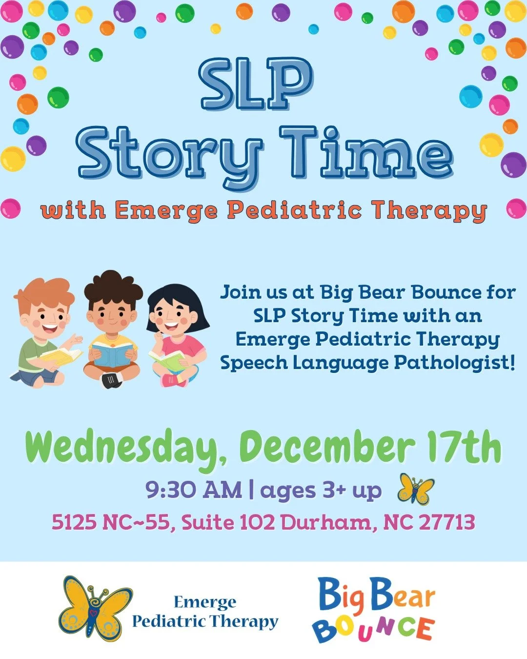 Join us tomorrow @ 9:30am for this wonderful FREE opportunity for your kids to grow and enjoy some time at Big Bear Bounce. Proud to work with Emerge as we reach our community.
