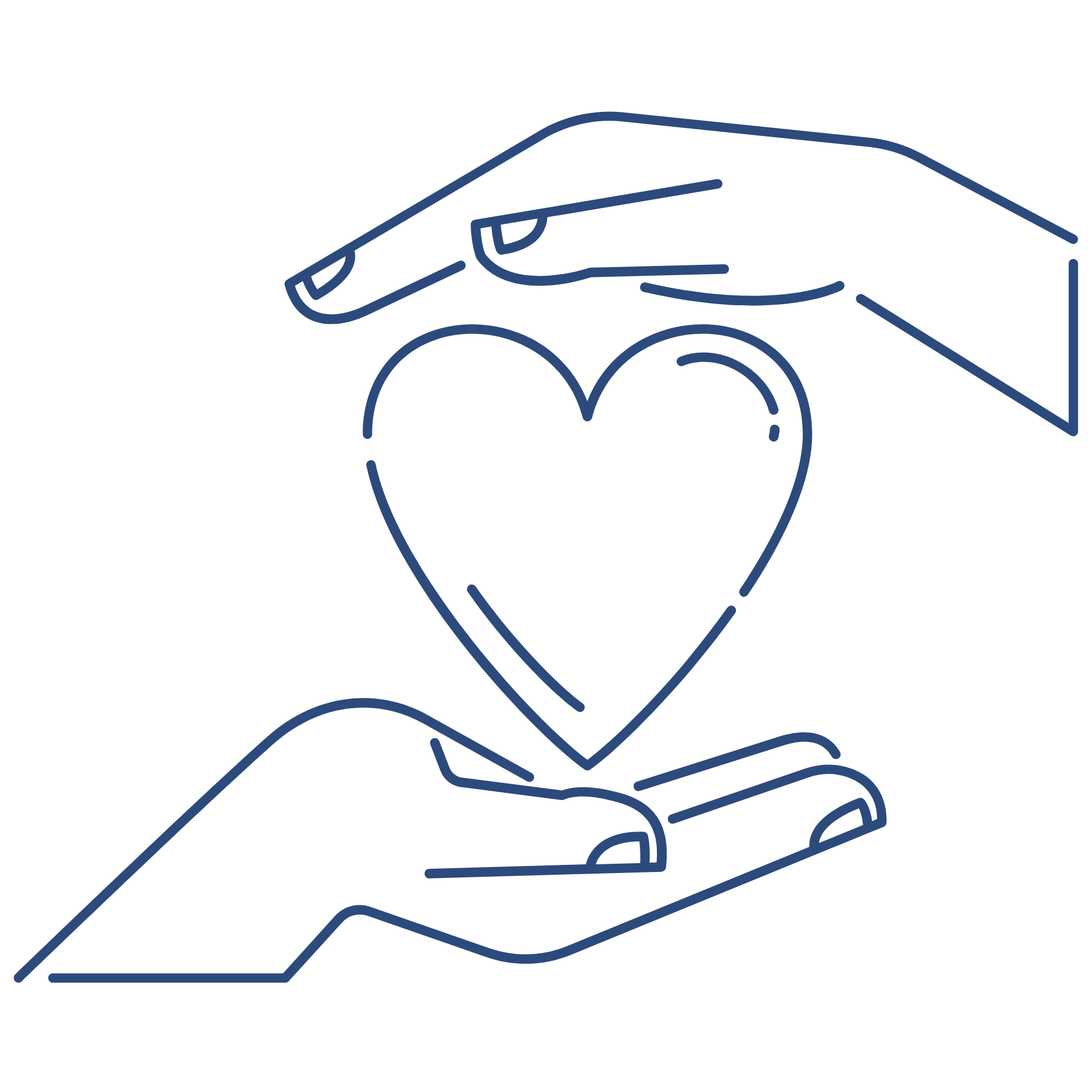 Two hands circling a heart